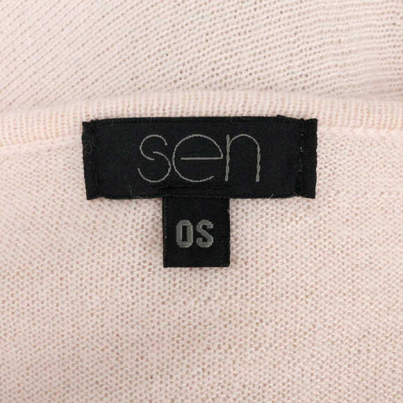 Sen Sweater Womens One Size Pale Pink Lightweight Hi Lo Hem Coastal Lagenlook - Picture 3 of 12